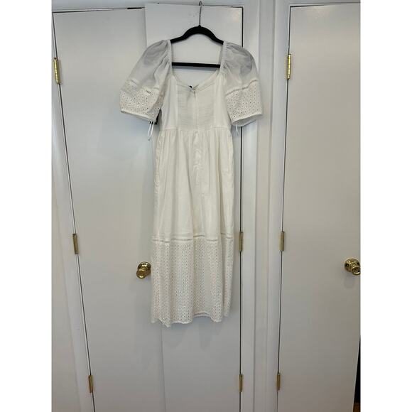 LA LIGNE Broderie anglaise-trimmed cotton-voile midi dress NWT size XS - Picture 5 of 9